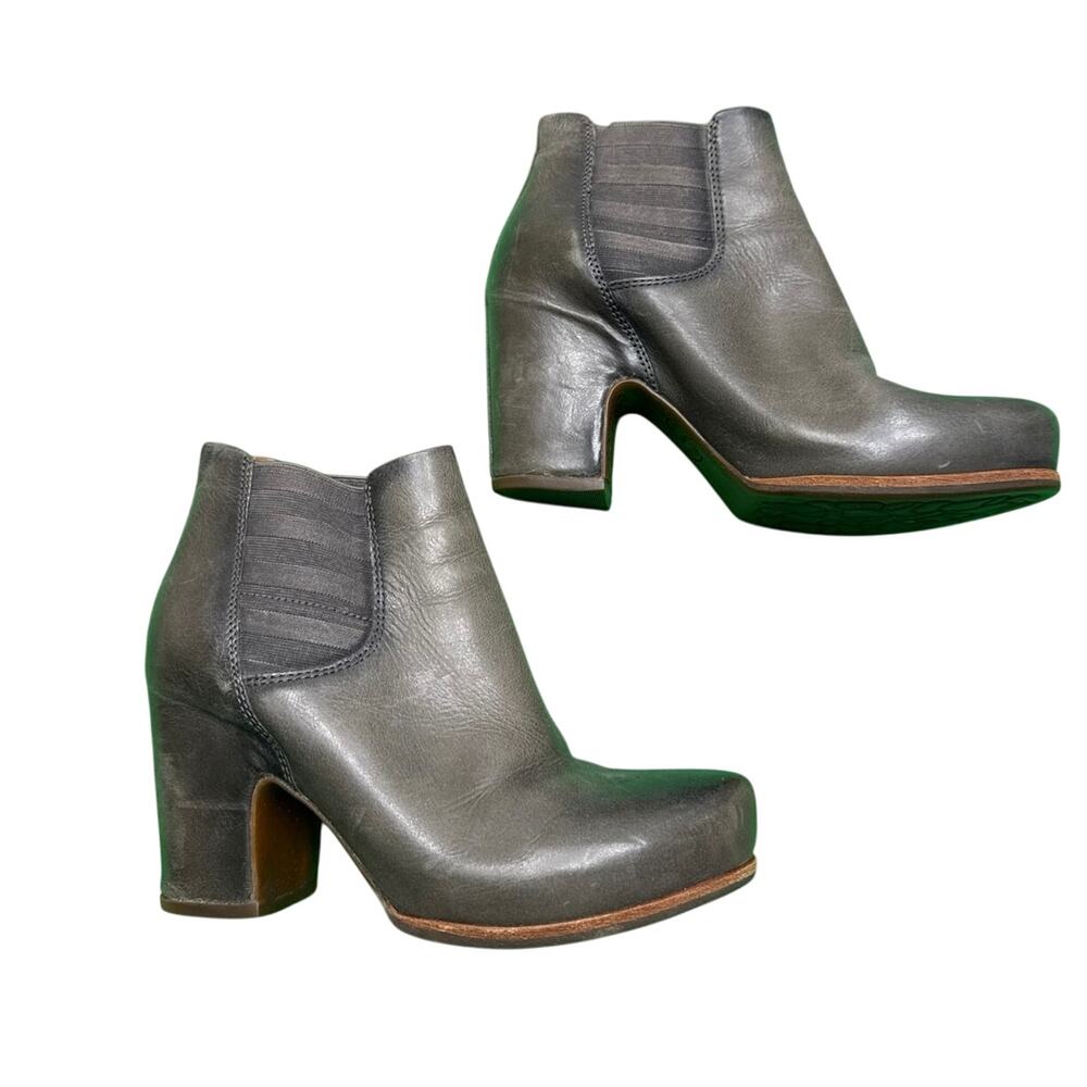 Kork-Ease Women's Gray Leather Shirome Platform Bootie Size 8M Boho